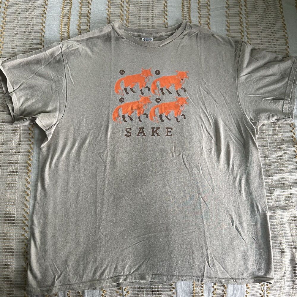 Adult Four Fox Sake Funny Play On Words Text Graphic Novelty T-Shirt Size XL